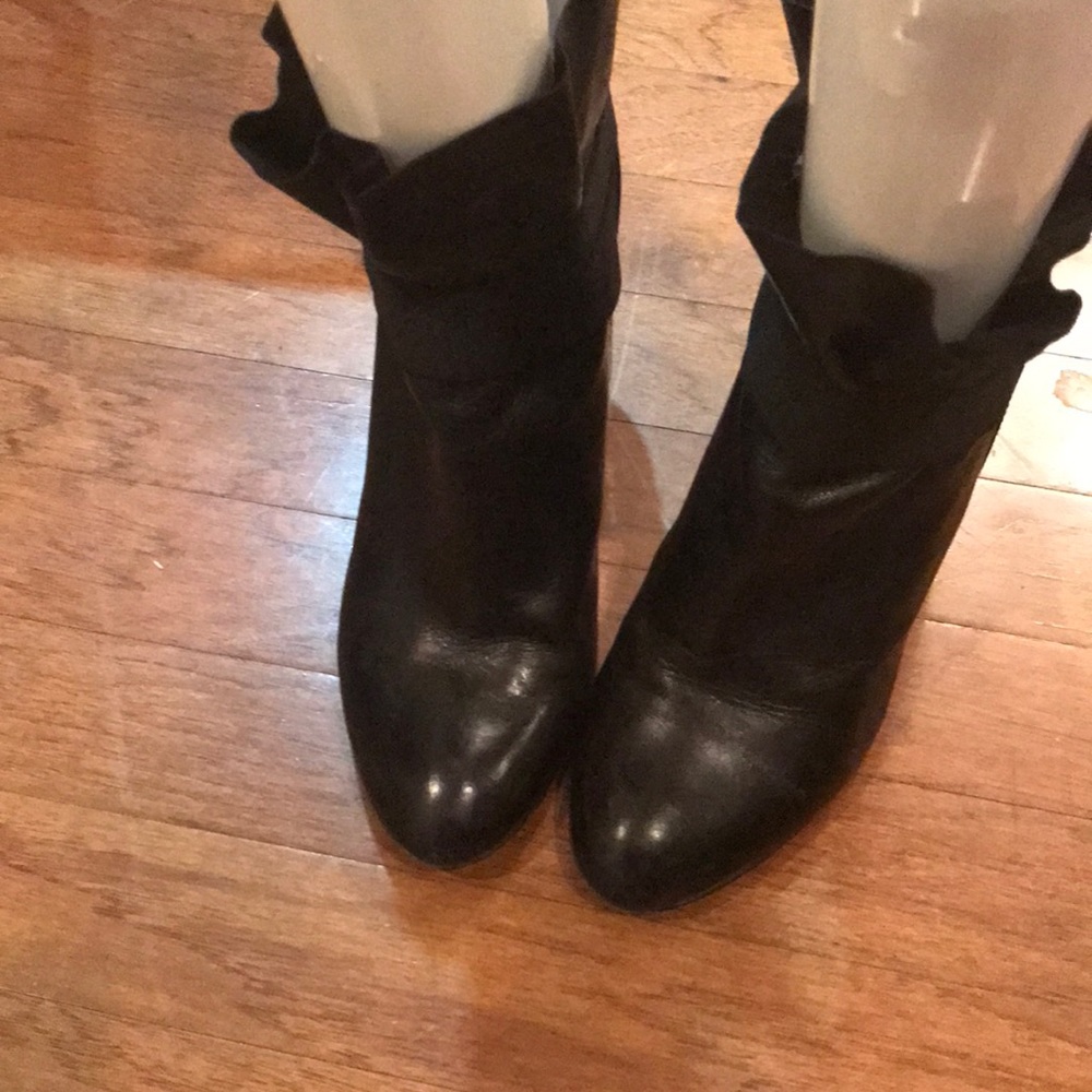 Black leather booties